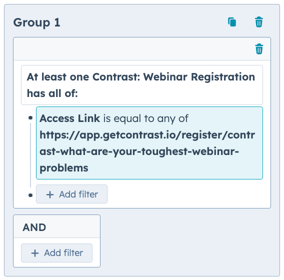 Creating a list of registrants in HubSpot