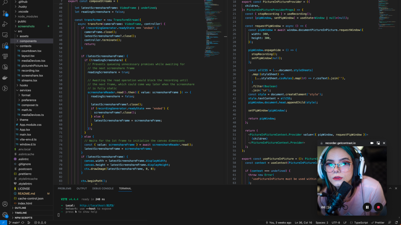 Thumbnail of Using Document Picture-in-Picture and Insertable Streams APIs to record your screen and camera 