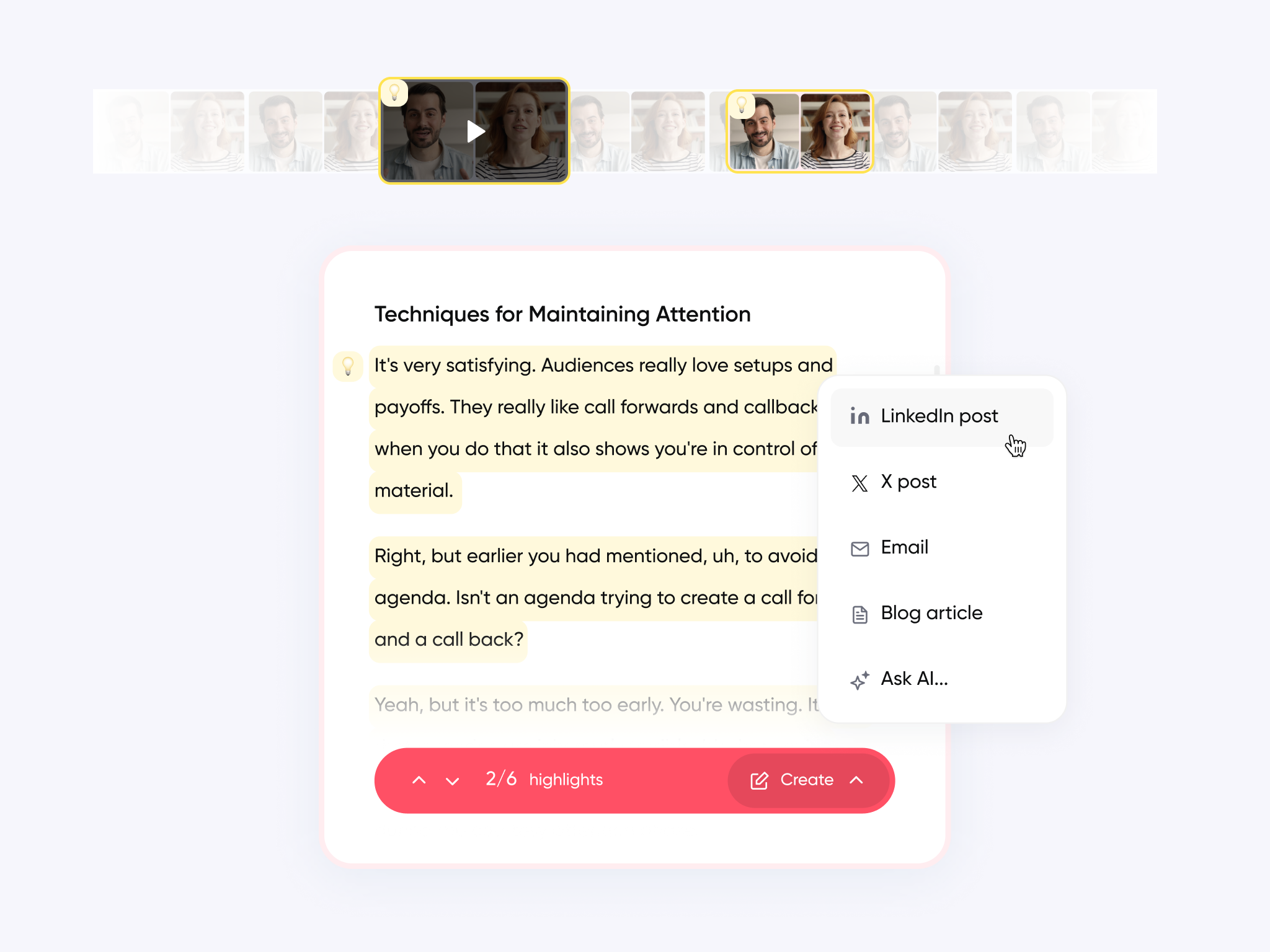 Screenshot for a repurpose AI feature