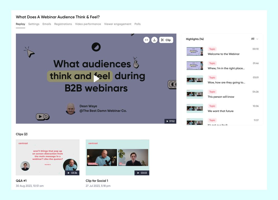 Screenshot of Repurposing a webinar with Contrast