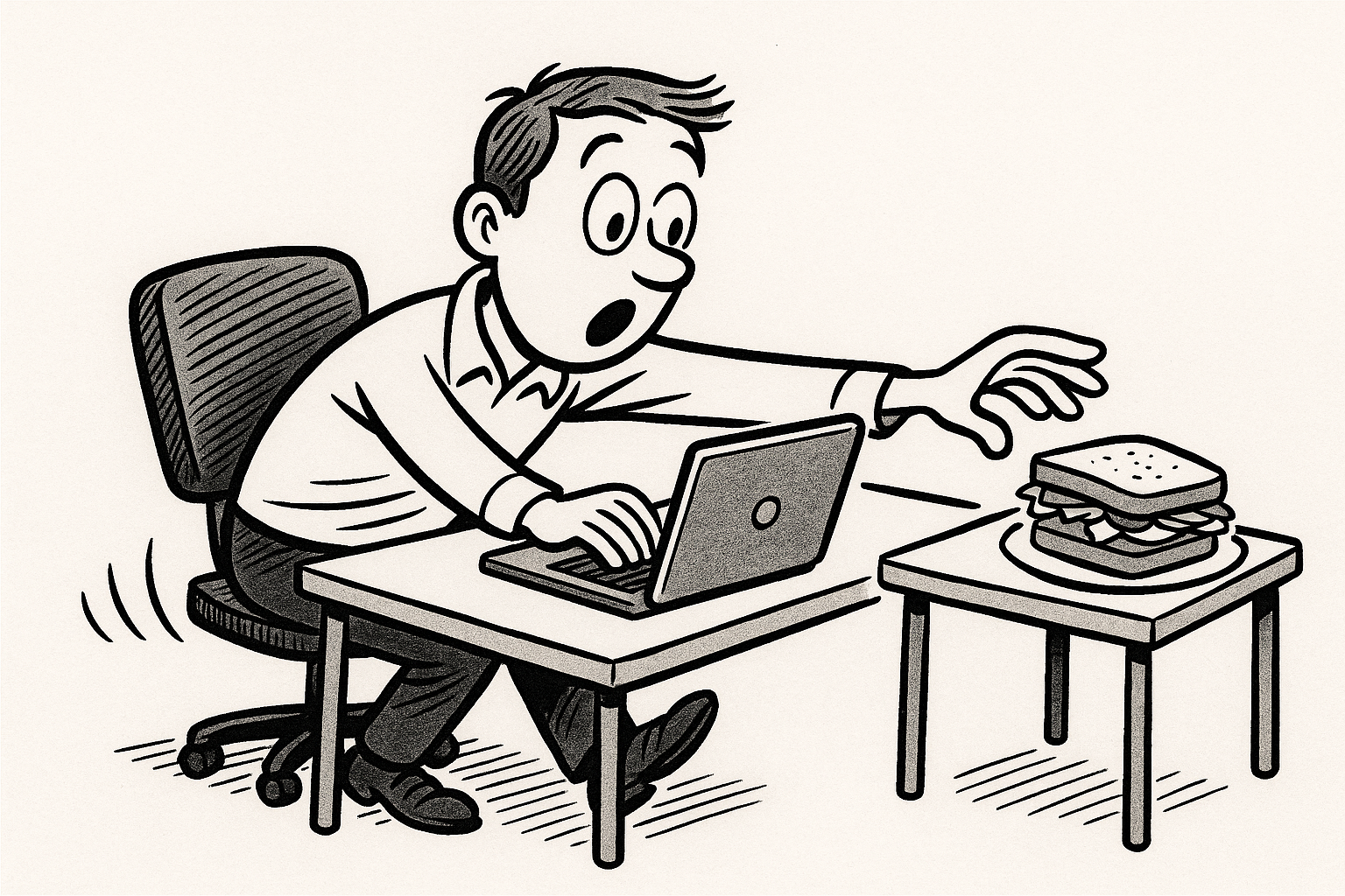 Cartoon image showing someone distracted during an online session