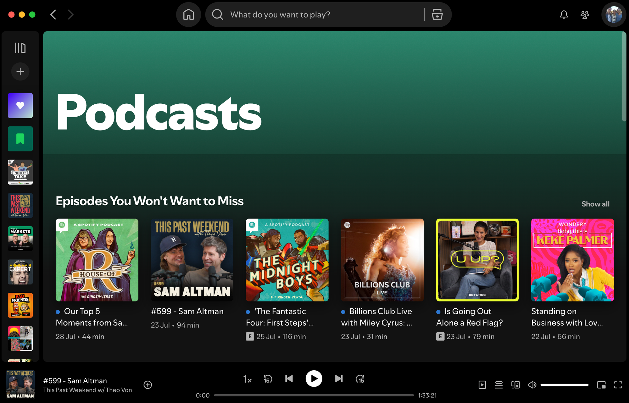 image showing podcast collection on spotify