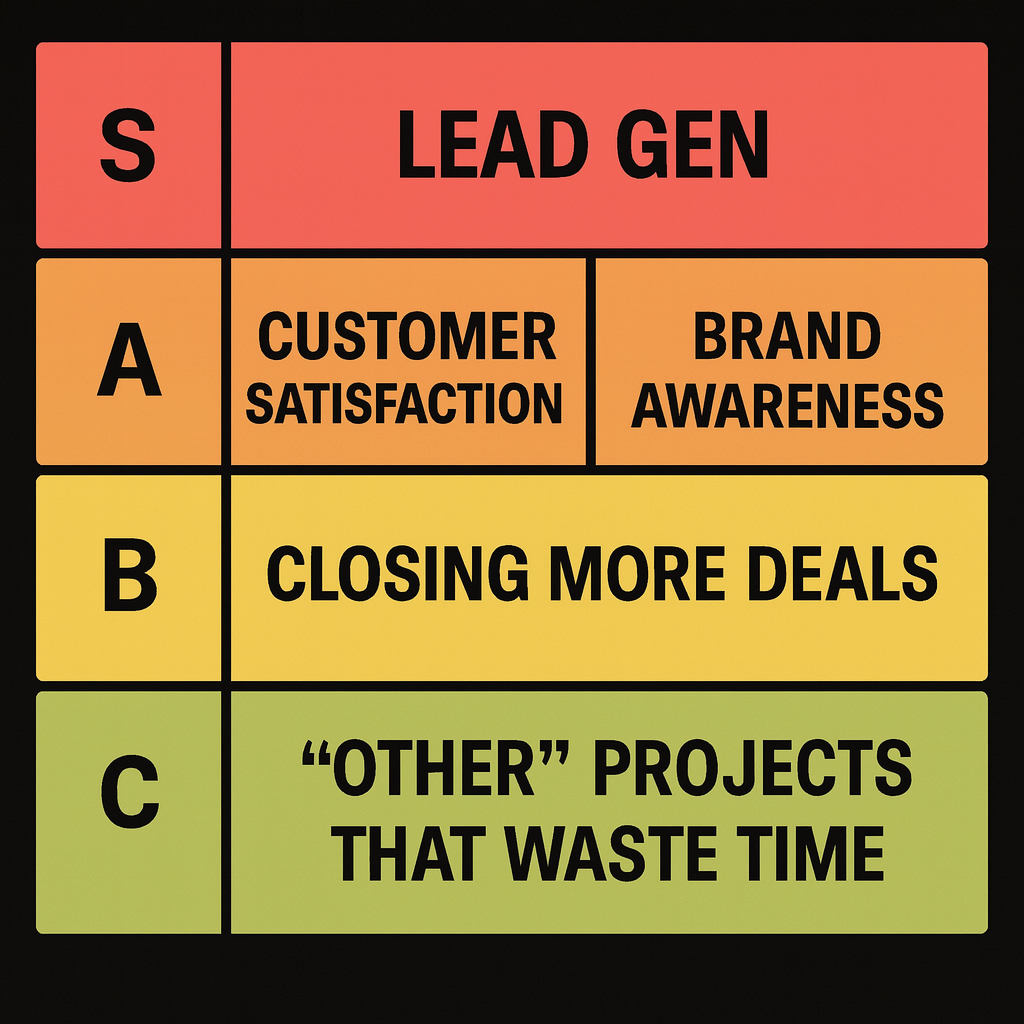 Tier list showing what marketers care about in 2025 per Hubspot's state of marketing report