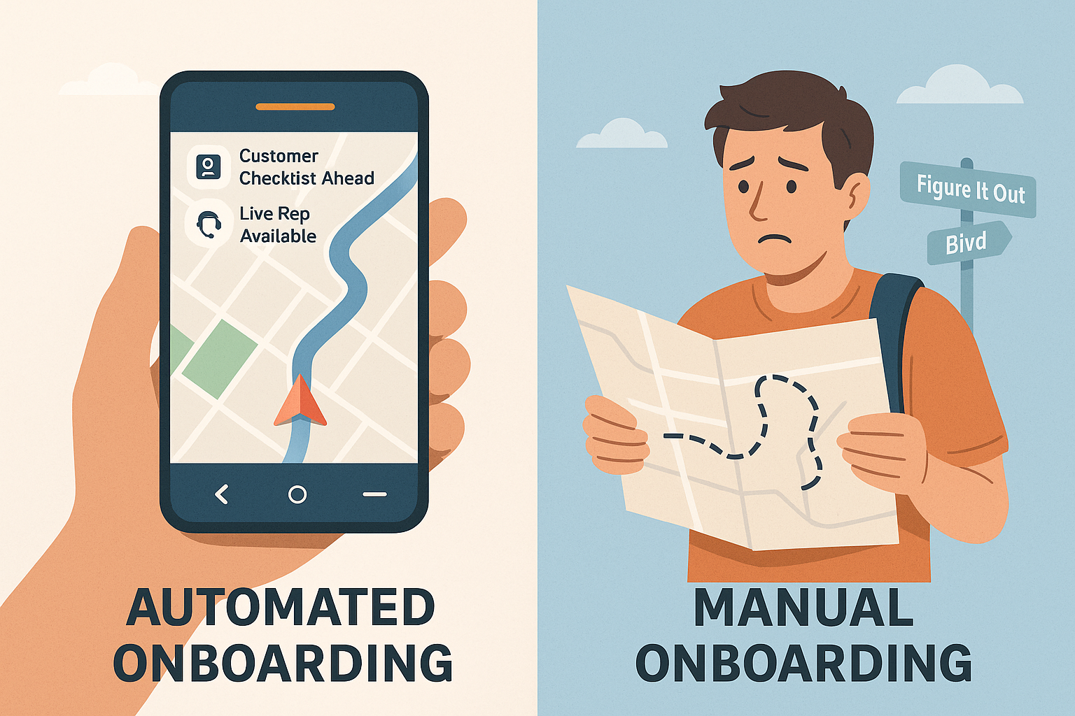 Image showing the difference between manual and automated onboarding
