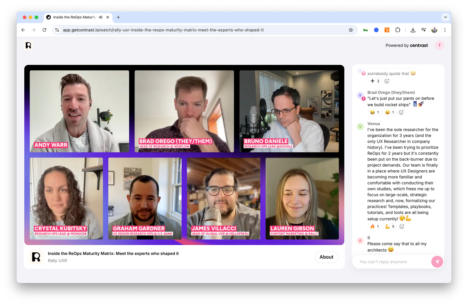 screenshot showing panel webinars on Contrast