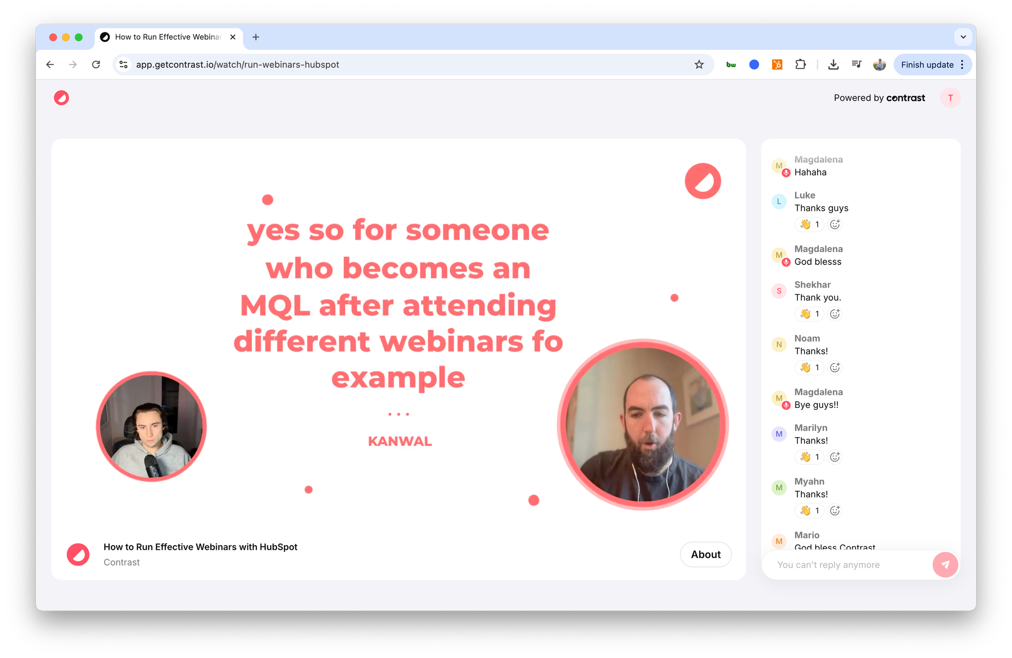Bring audience questions on stream in 1-click using Contrast