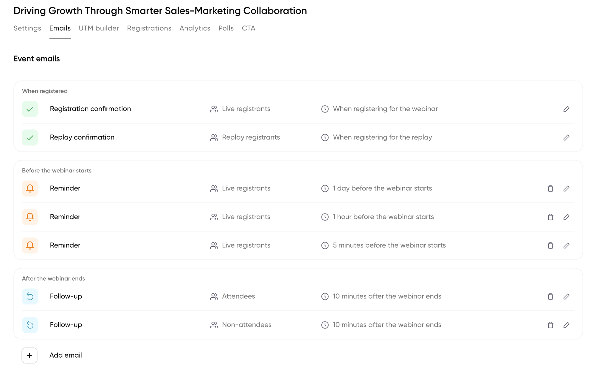 Screenshot of how easy it is to schedule emails Contrast