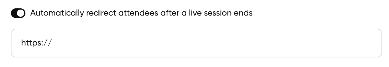 screenshot showing how you can automatically redirect at the end of a webinar. 