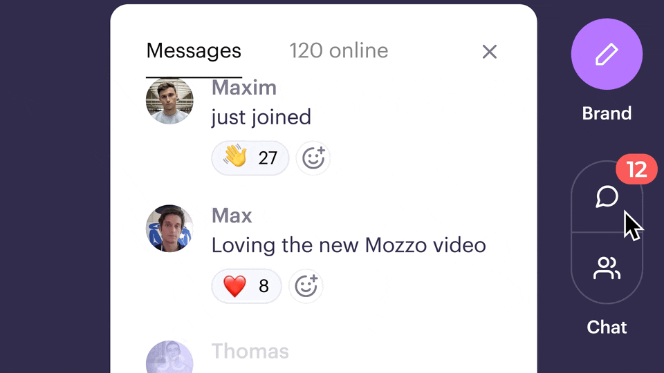 Gif showing how easy it is to create interaction running webinars on Contrast
