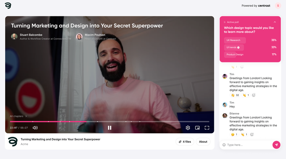 Image showing how you can livestream on Contrast.