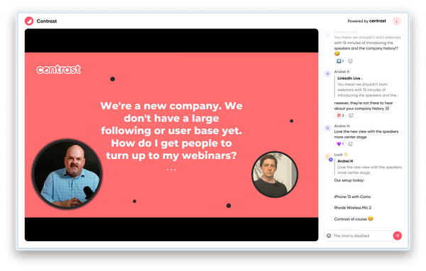 Image showing how you can put Q&A directly on stream with Contrast