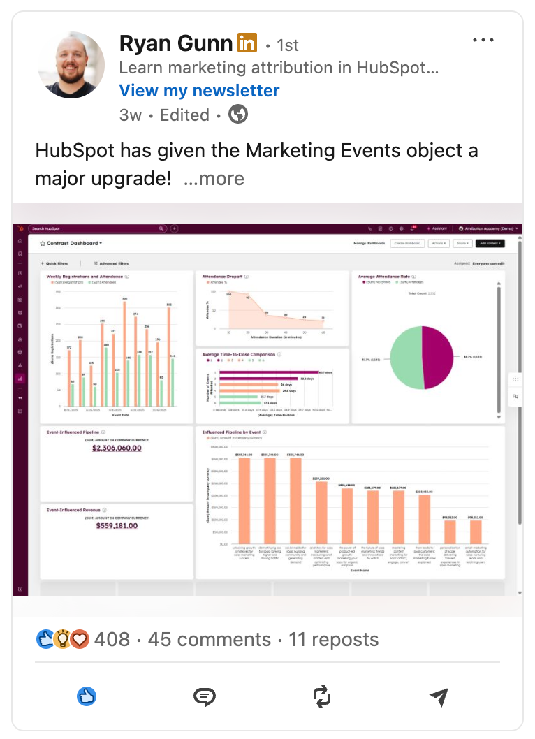 Screenshot of a viral post on LinkedIn from Ryan Gunn