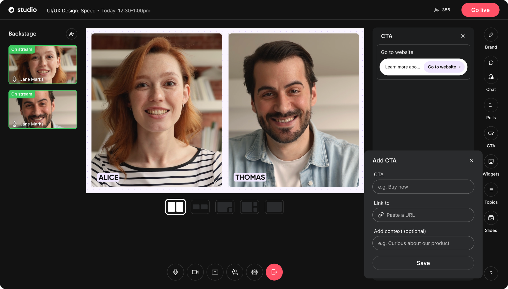 Screenshot showing how you can easily create a CTA in Contrast
