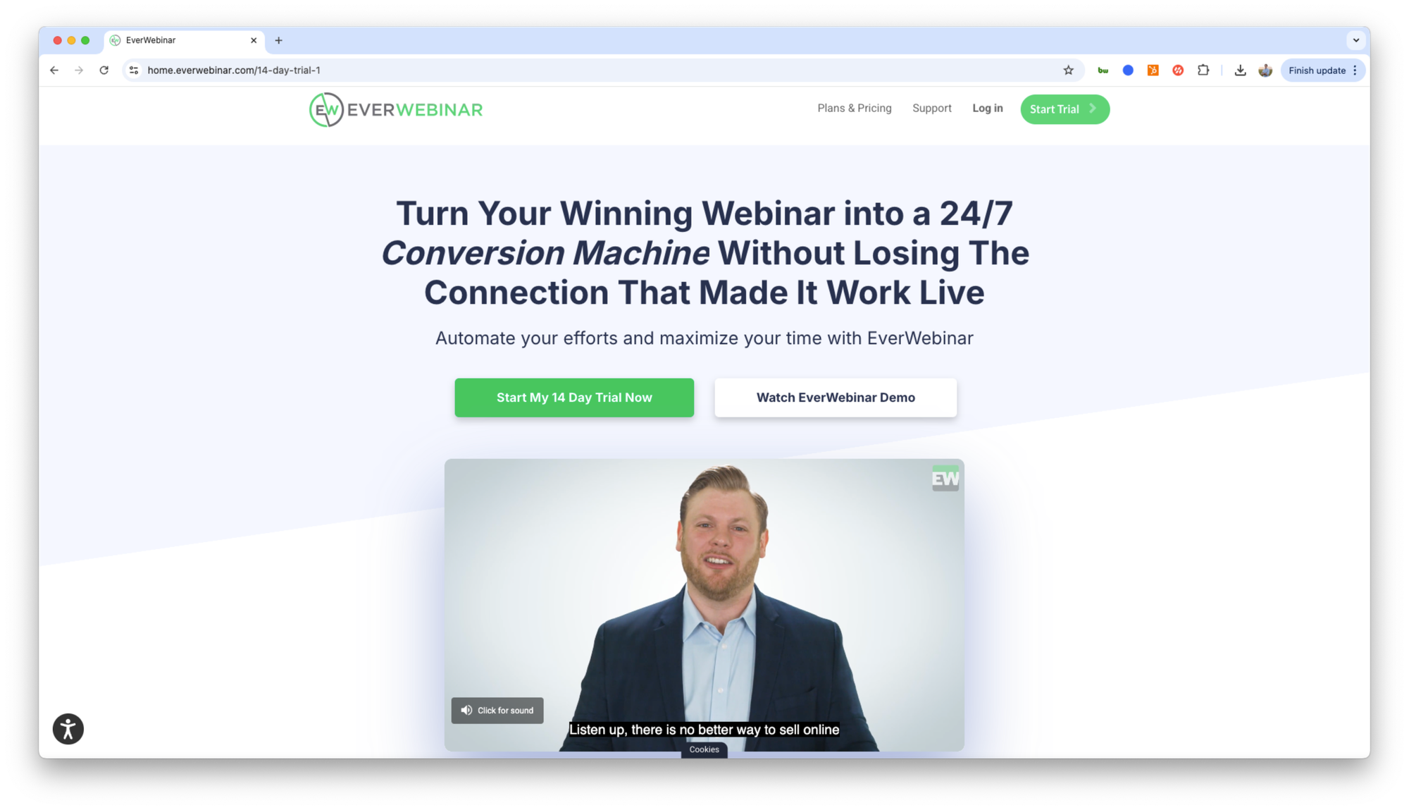 EverWebinar homepage screenshot