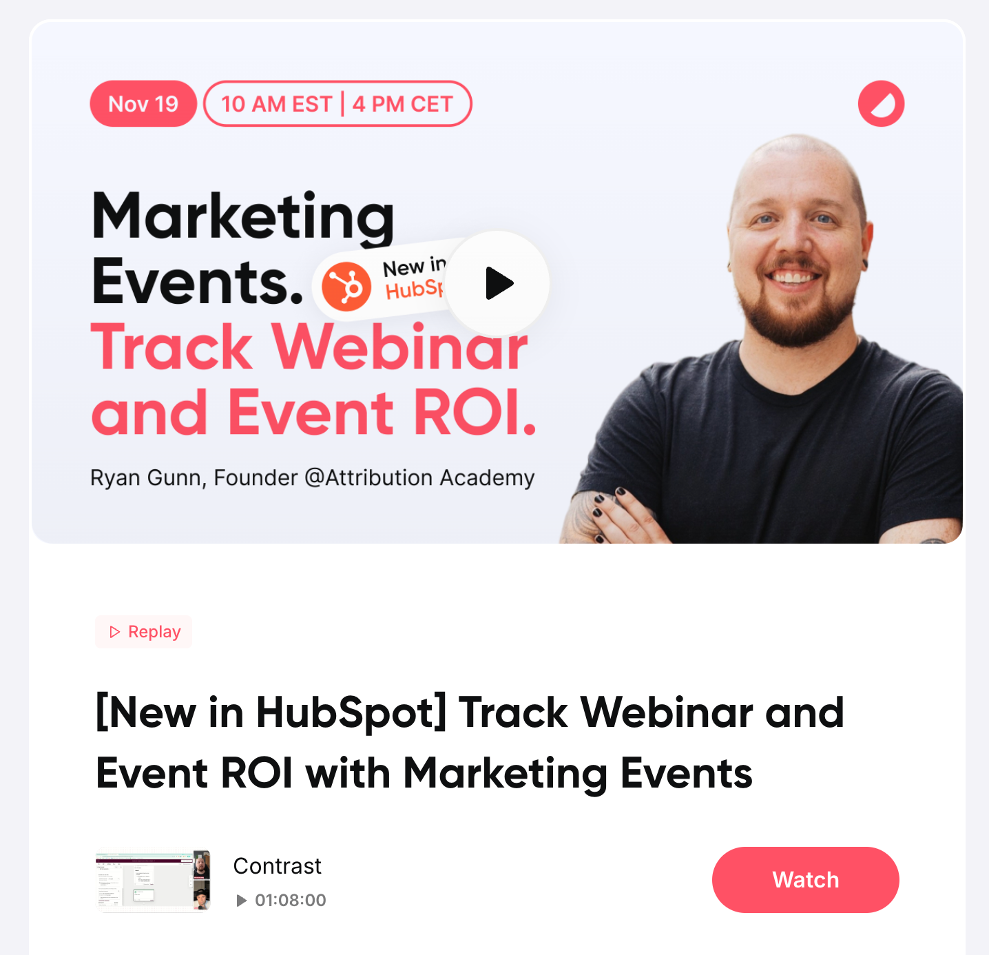 Image showing how replays should have "watch" CTAs and a play button