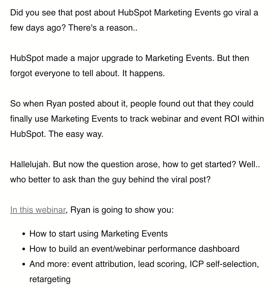 Example of a well written webinar invitation email