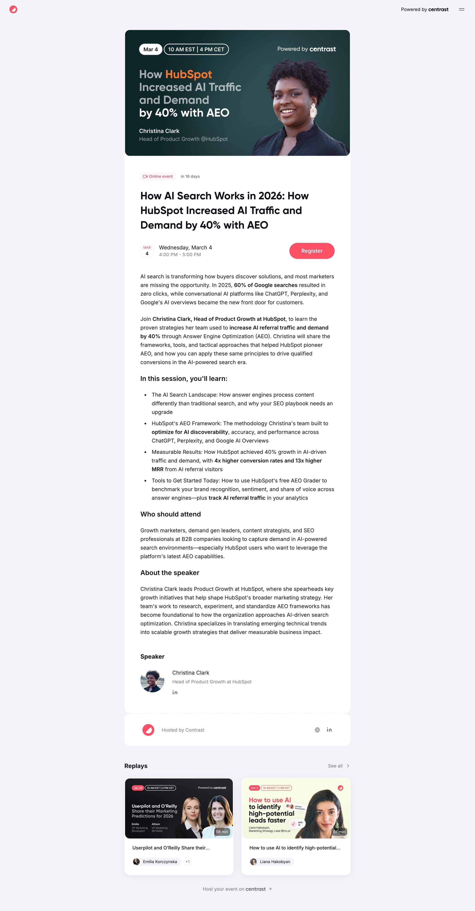 Webinar registration page breakdown
