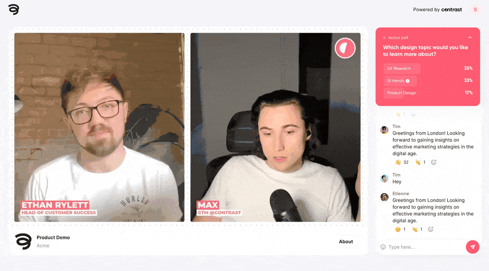 CTA feature during a live webinar on Contrast