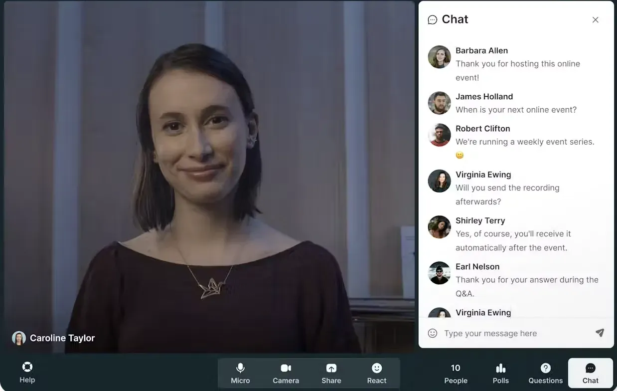 Example of an HR webinar on Livestorm